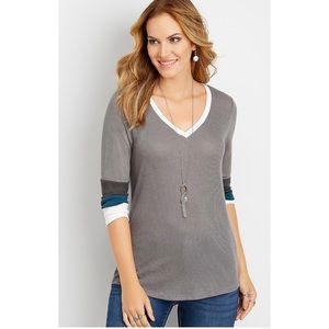 NWOT Maurice’s Striped Color-Block V-Neck Tee
